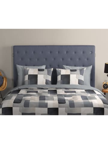 Good Morning Renforcé beddengoedset "Aiden" grijs/wit/blauw