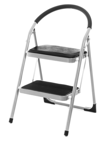 Tarmo Opvouwbare trapladder zilverkleurig/zwart - (B)47 x (H)82 x (D)52 cm