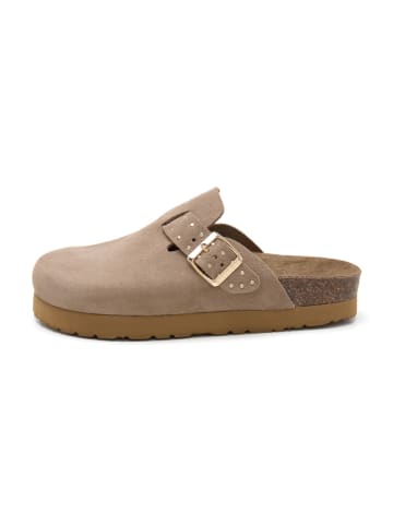 billowy Leren clogs lichtbruin