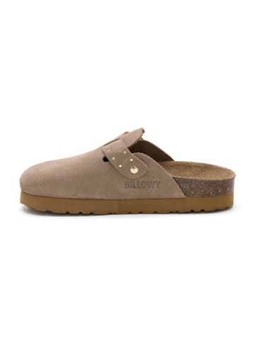 billowy Leder-Clogs in Hellbraun