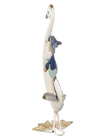 Clayre & Eef Figurka dekoracyjna "Goose" w kolorze biało-niebieskim - 15 x 36 x 13 cm
