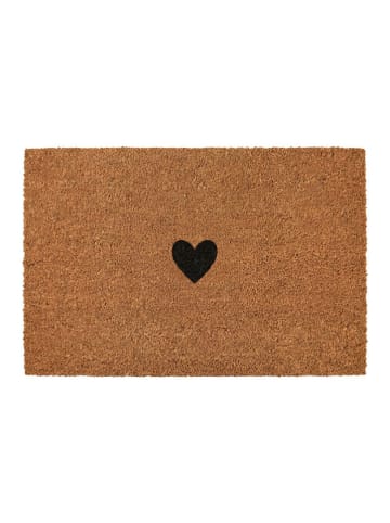 Clayre & Eef Kokos-Fußmatte in Hellbraun/ Schwarz - (L)75 x (B)45 cm