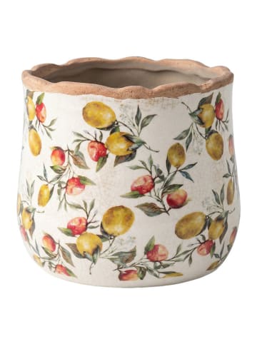 Clayre & Eef Blumentopf in Weiß/ Gelb - (H)16 x Ø 18 cm