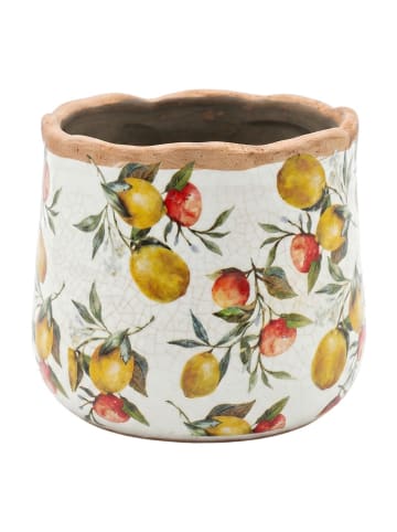 Clayre & Eef Blumentopf in Weiß/ Gelb - (H)12 x Ø 14 cm