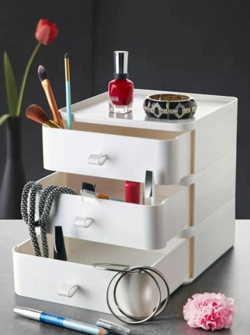 Violeta Home Organizer w kolorze białym na przybory do makijażu - 21 x 21 x 16 cm