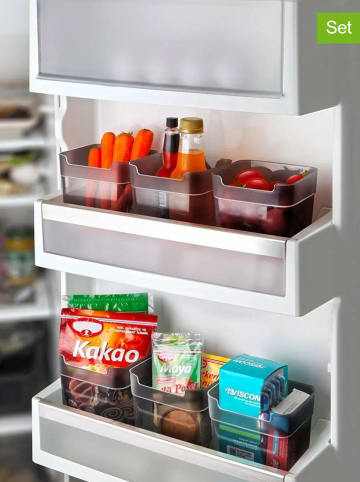 Violeta Home 6er-Set: Kühlschrank-Organizer in Weiß/ Grau - (B)11 x (H)10 x (T)11 cm