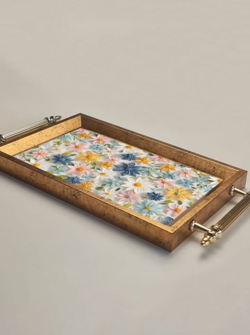 Violeta Home Tablett in Gold/ Bunt - (B)18 x (H)34 x (T)2 cm