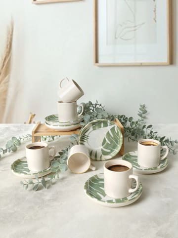 Violeta Home 12tlg. Kaffeetassen-Set in Weiß/ Grün - 110 ml