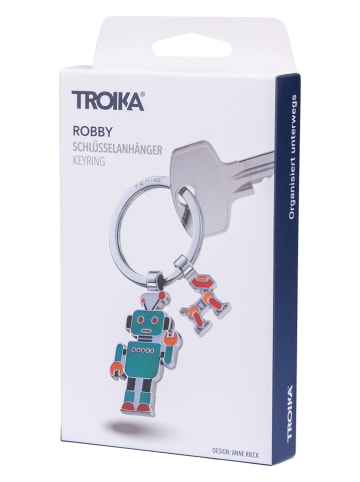 Troika Brelok "Robot with a Dog" w kolorze srebrnym ze wzorem do kluczy