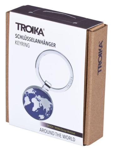Troika Schlüsselanhänger ''Weltkarte'' in Blau/ Silber