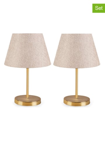 ABERTO DESIGN Lampy stołowe (2 szt.) w kolorze złoto-beżowym - wys. 37 x Ø 22 cm