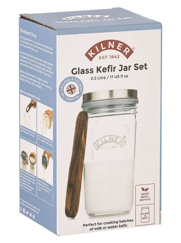 Kilner 3tlg. Kefir Set in Silber/ Transparent - 500 ml