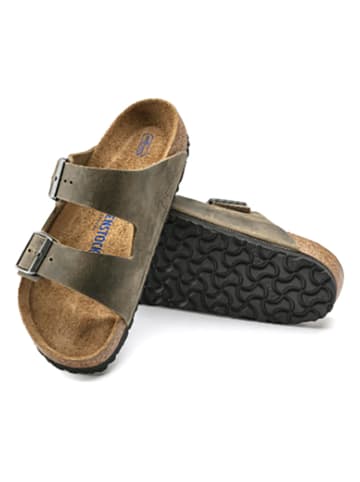 Birkenstock Leder-Pantoletten "Arizona" in Khaki