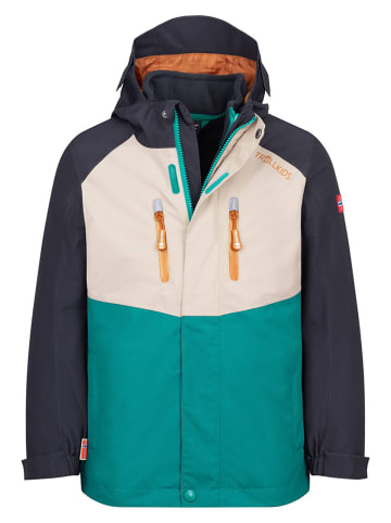 Trollkids 3in1-Funktionsjacke "Bryggen" in Schwarz/ Grün