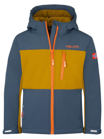 Trollkids Softshelljacke "Bergsfjord" in Blau/ Hellbraun