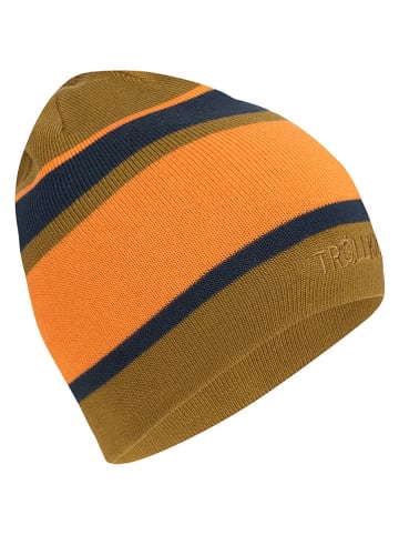 Trollkids Czapka beanie "Nordland" w kolorze oliwkowo-pomarańczowym