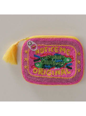 Boltze Kosmetyczka "Notice Me" w kolorze jasnoróżowo-żółtym - 17 x 12,5 cm