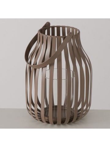 Boltze Windlicht "Senta" in Braun - (H)22 x Ø 15 cm