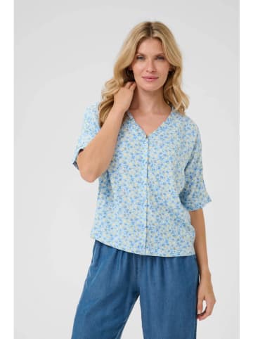 Cream Bluse in Hellblau/ Gelb