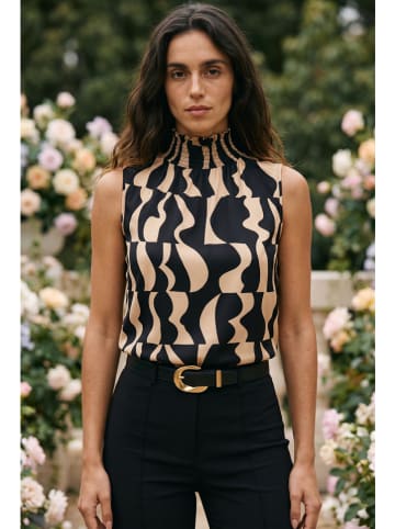 SOULSHAE Bluse in Schwarz/ Beige