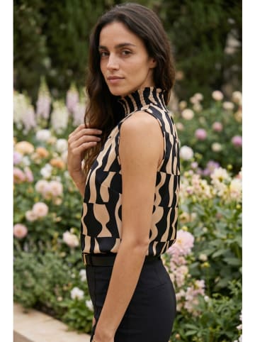 SOULSHAE Bluse in Schwarz/ Beige