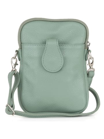 Lia Biassoni Leder-Handytasche "Paglia" in Grün - (B)15 x (H)20 x (T)1 cm