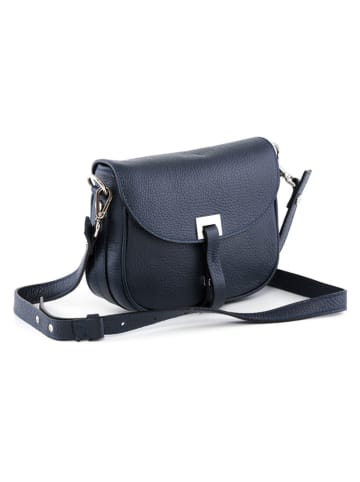 Lia Biassoni Leder-Umhängetasche "Neva" in Dunkelblau - (B)20 x (H)16 x (T)6 cm