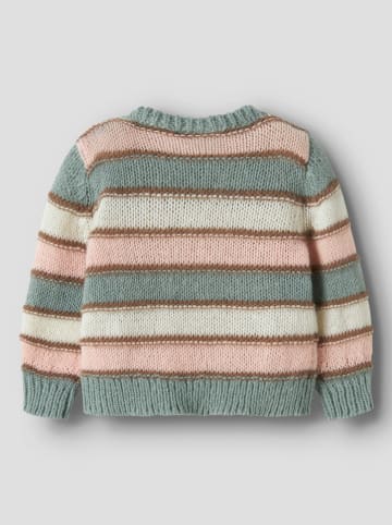 name it Sweter "Lernort" w kolorze zielono-jasnoróżowo-beżowym
