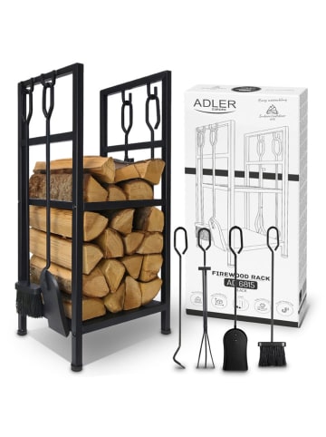 Adler Brandhoutrek zwart - (B)33,6 x (H)76,6 x (D)30 cm