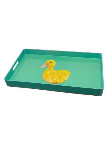 WD lifestyle Tablett "Duck" in Türkis/ Gelb - (L)34 x (B)34 cm