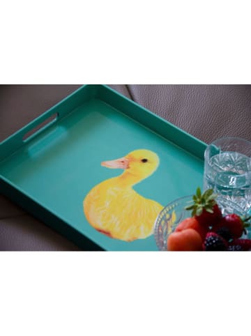 WD lifestyle Dienblad "Duck" turquoise/geel - (L)34 x (B)34 cm