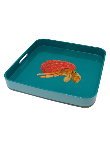 WD lifestyle Tablett "Hermit Crab" in Türkis/ Pink - (L)34 x (B)34 cm