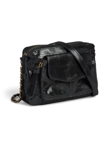 Pieces Leder-Umhängetasche "Aina" in Schwarz - (B)24 x (H)17 x (T)4 cm