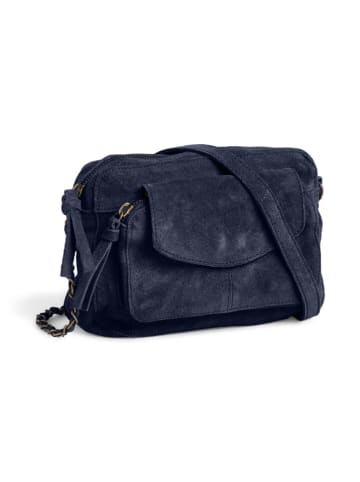 Pieces Leder-Umhängetasche "Aina" in Dunkelblau - (B)24 x (H)17 x (T)4 cm