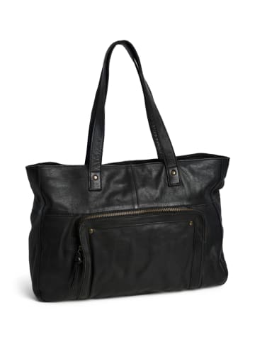 Pieces Leder-Weekender in Schwarz - (B)40 x (H)31 x (T)13,5 cm