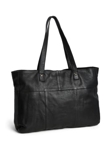Pieces Leder-Weekender in Schwarz - (B)40 x (H)31 x (T)13,5 cm
