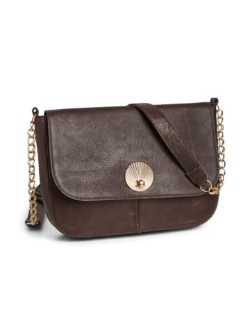 Pieces Leder-Umhängetasche "Rainna" in Braun - (B)26 x (H)19 x (T)5,5 cm