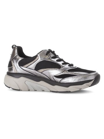 Gabor Leder-Sneakers in Schwarz/ Silber