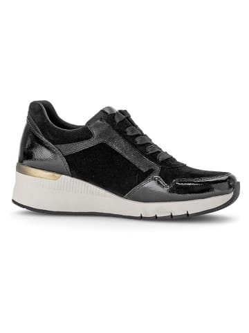 Gabor Leder-Keilsneakers in Schwarz