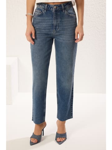 trendyol Spijkerbroek - straight fit - donkerblauw