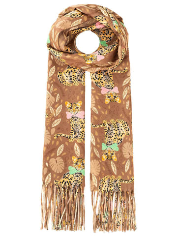 Zwillingsherz Schal "Leopard" in Hellbraun - (L)145 x (B)104 cm