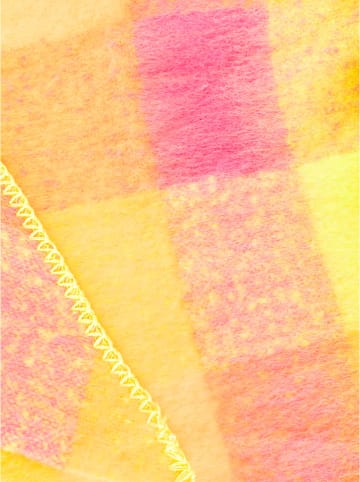 Zwillingsherz Chusta trójkątna "Karo" w kolorze żółto-różowym - 76 x 68 cm