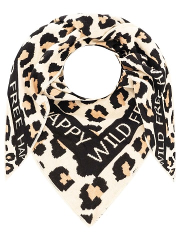Zwillingsherz Dreieckstuch "HAPPY WILD FREE" in Creme/ Schwarz - (L)200 x (B)100 cm