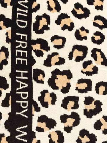 Zwillingsherz Dreieckstuch "HAPPY WILD FREE" in Creme/ Schwarz - (L)200 x (B)100 cm