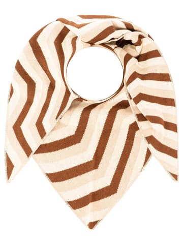 Zwillingsherz Dreieckstuch "ZickZack" in Beige/ Hellbraun - (L)190 x (B)90 cm