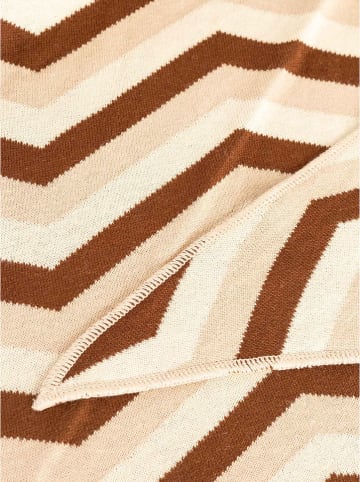 Zwillingsherz Dreieckstuch "ZickZack" in Beige/ Hellbraun - (L)190 x (B)90 cm