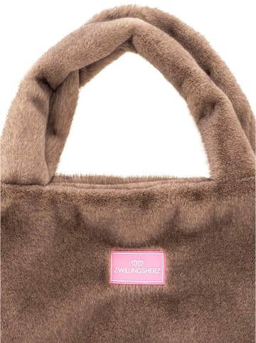 Zwillingsherz Shopper "Uni" in Taupe - (B)50 x (H)35 cm