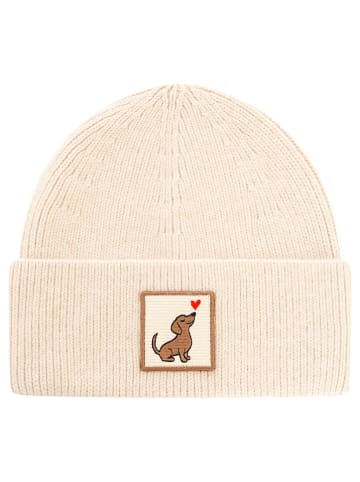 Zwillingsherz Mütze "Dackel" in Beige