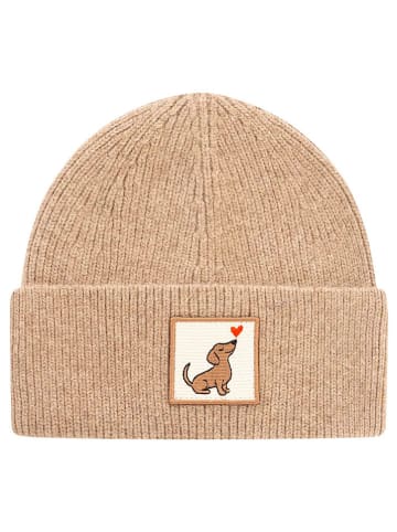 Zwillingsherz Muts "Dackel" beige