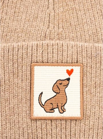 Zwillingsherz Muts "Dackel" beige